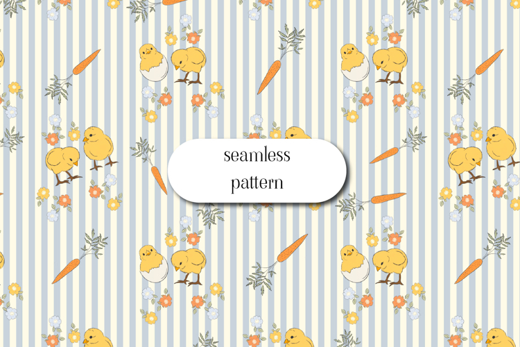 Easter Chick Seamless Pattern, Spring Nursery Digital Paper