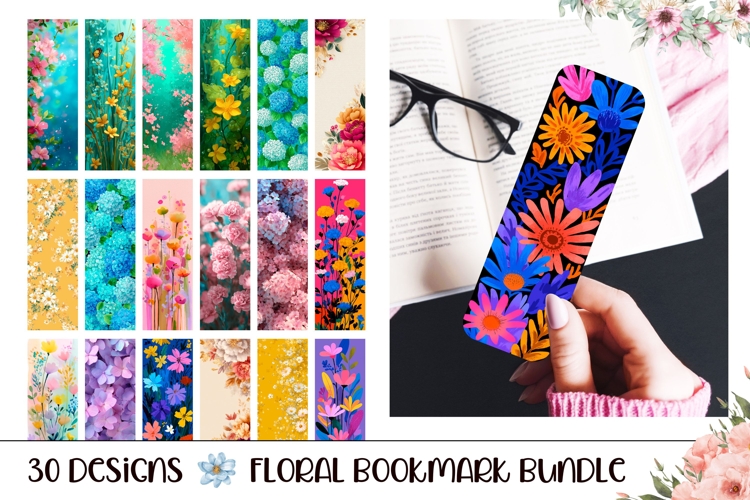 Spring Flowers Bookmark Bundle, Floral Bookmark Designs