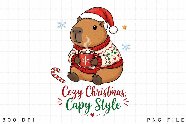 Capybara Christmas PNG, Cozy Christmas Capy Style PNG, Cute