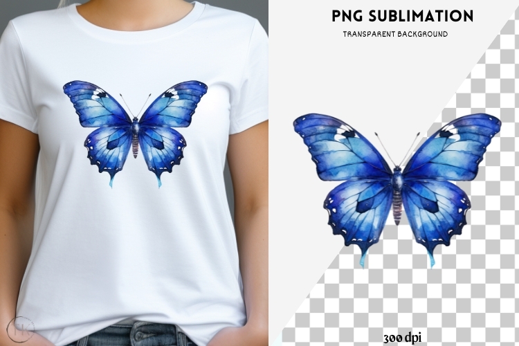 Blue butterfly png design for T-shirts
