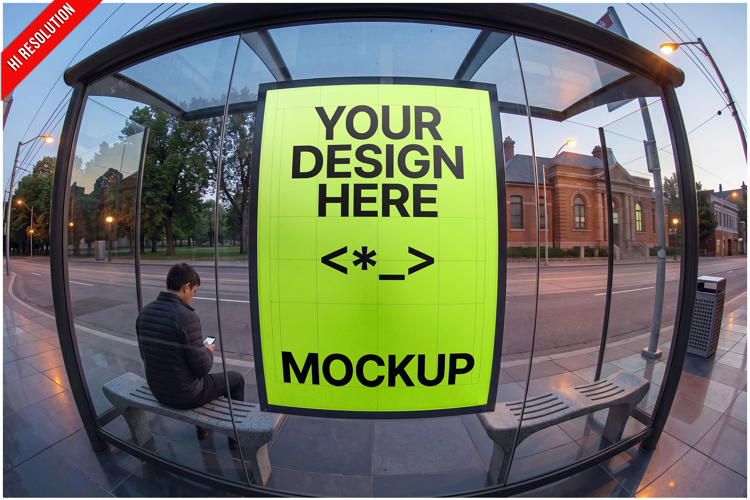 Bus Stop Billboard Fisheye Lens