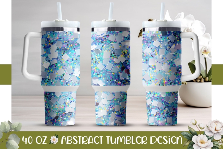 Blue Tumbler Template, Blue Glitter 40 Oz Tumbler Print