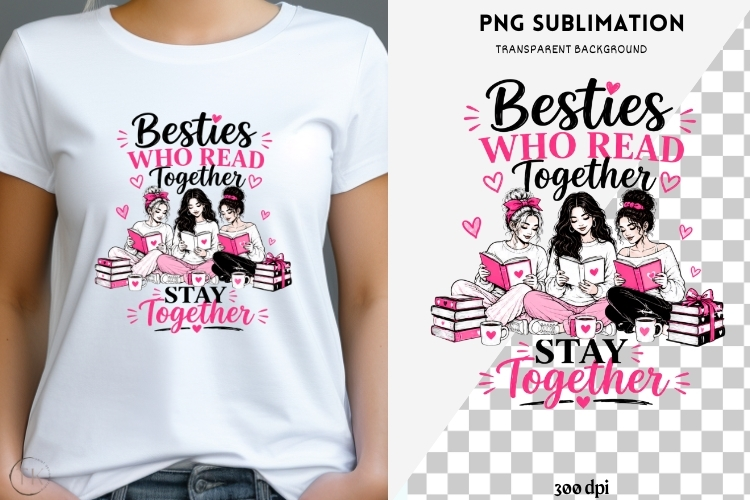 Book besties png design for T-shirts