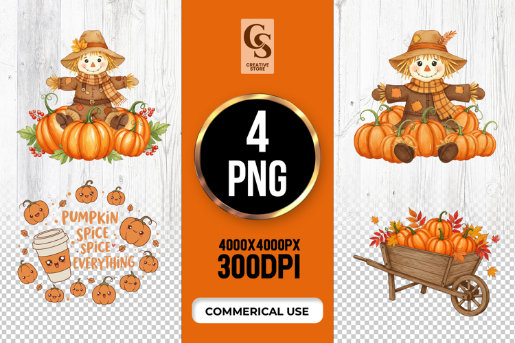 Fall Pumpkin Farm Harvest Clipart Sublimation PNG