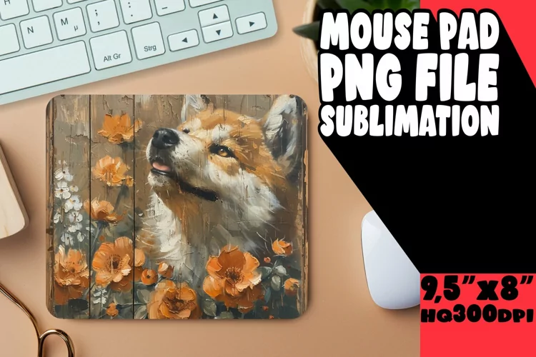Wooden Dog Pattern Mouse Pad