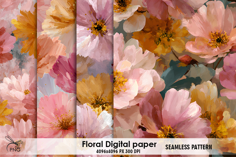 Floral digital paper, seamless pattern