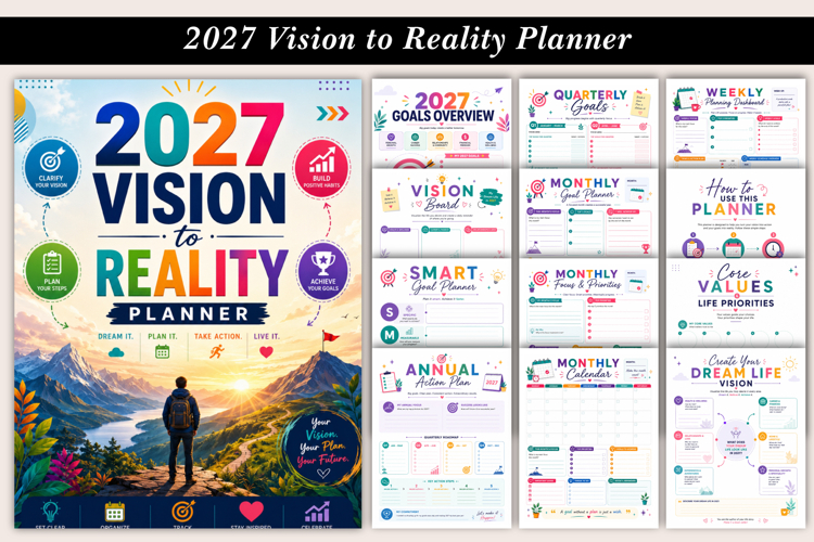 2027 Vision to Reality Planner | Printable Goal Planner example image 1