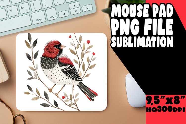 Spring Watercolor Bird Mouse Pad Sublimation example image 1