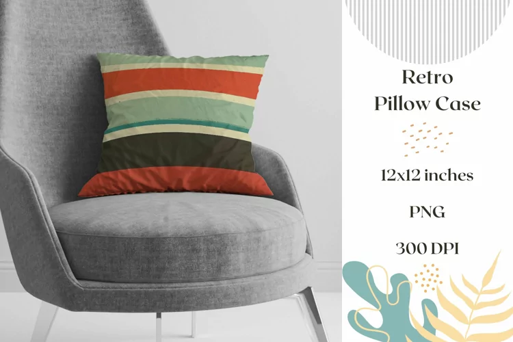 Retro Pillow Case Design, Stripes Pillow Sublimation Design