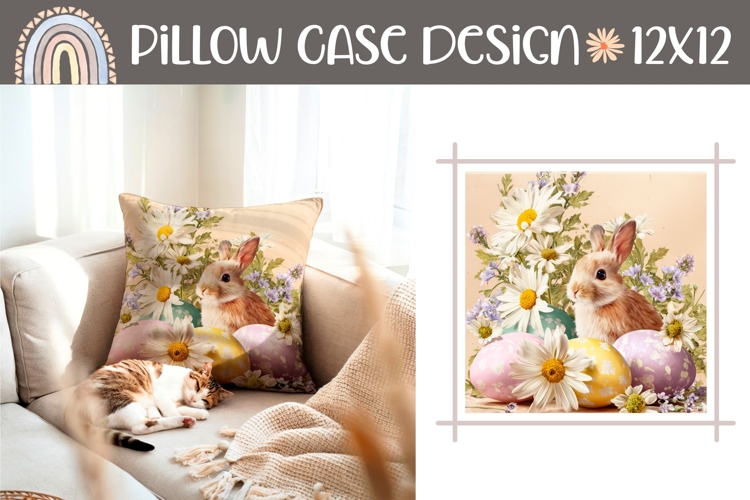 Chamomile Pillow, Pastel Easter Eggs Pillow Design