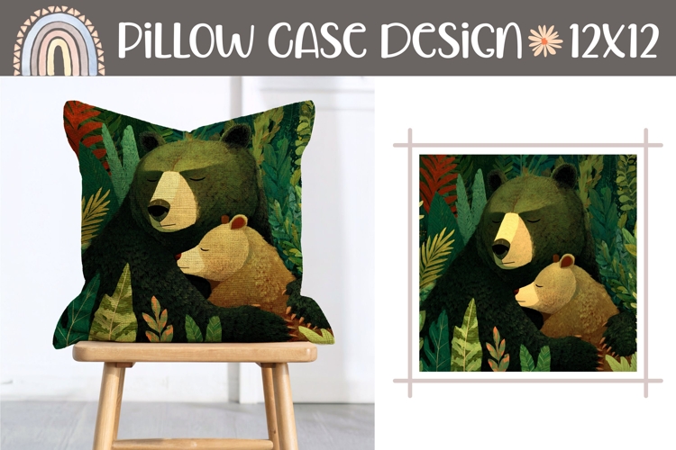 Cartoon Bears Pillow Template, Cartoon Animals Pillowcase