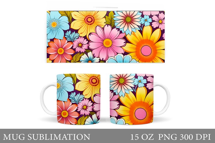 Flowers Mug Wrap Sublimation. Flowers Mug Wrap Design