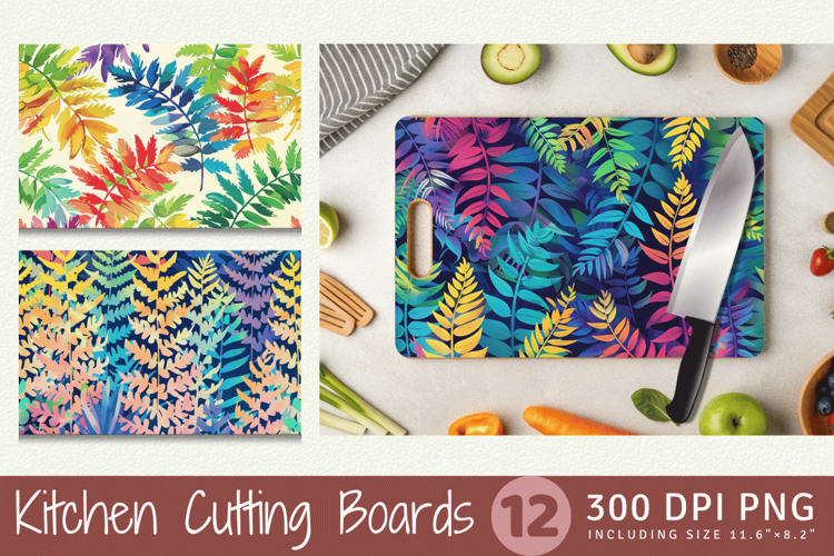 Rainbow Fern Cutting Boards sublimation Design