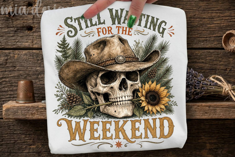 Cowboy Skull PNG Still Waiting For The Weekend Sublimation
