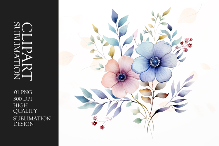 Spring flower bouquet watercolor clipart PNG