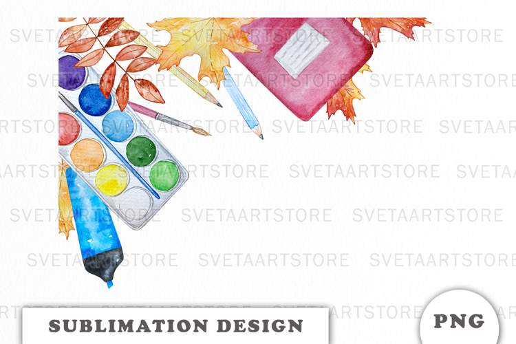Watercolor School Supplies Frame png