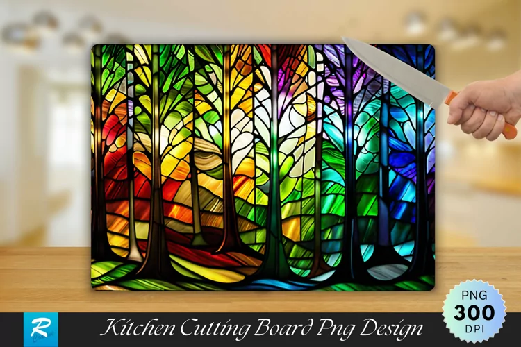 Trees Stained Cutting Board Sublimation Design
