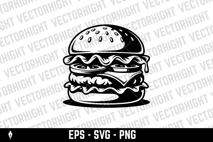 Illustration of burger. Design element for logo, label