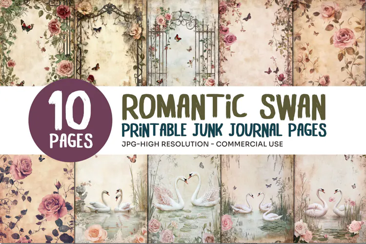 Romantic Swan Junk Journal Pages