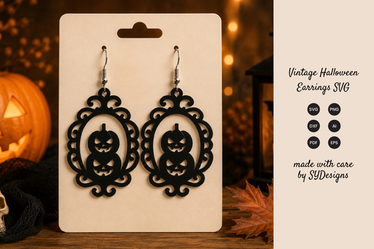 Vintage Halloween Earrings SVG - Laser Cut Spooky SVG