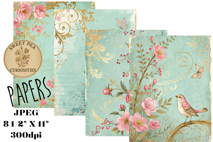 Shabby Chic, flowers, Paper, Papers, Junk Journal