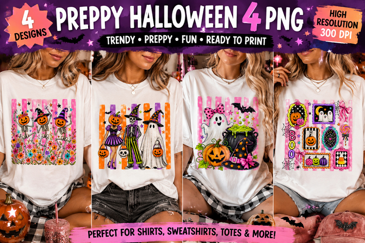 Preppy Witchy Halloween PNG, Pink Spooky Season Sublimation