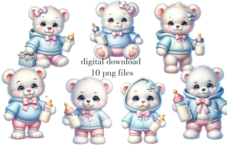 Baby Bear png, Teddy bear print, nursery decor