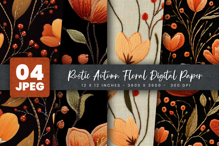 Rustic Autumn Floral Digital Paper