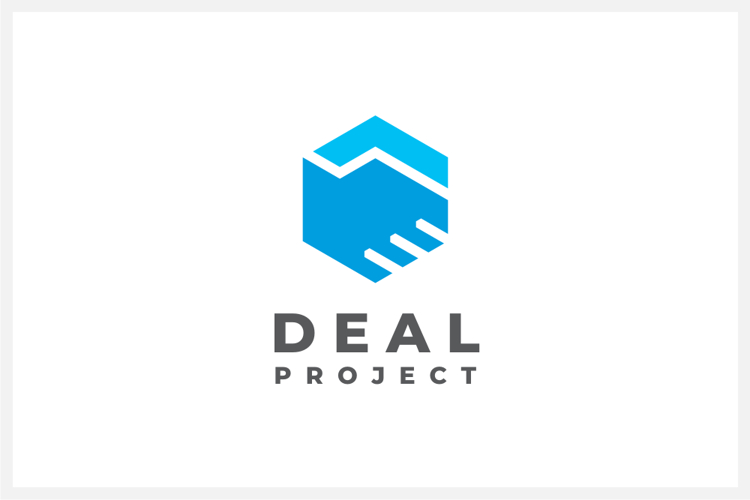 Hexagon Deal Handshake Shake Hands Logo Design Vector