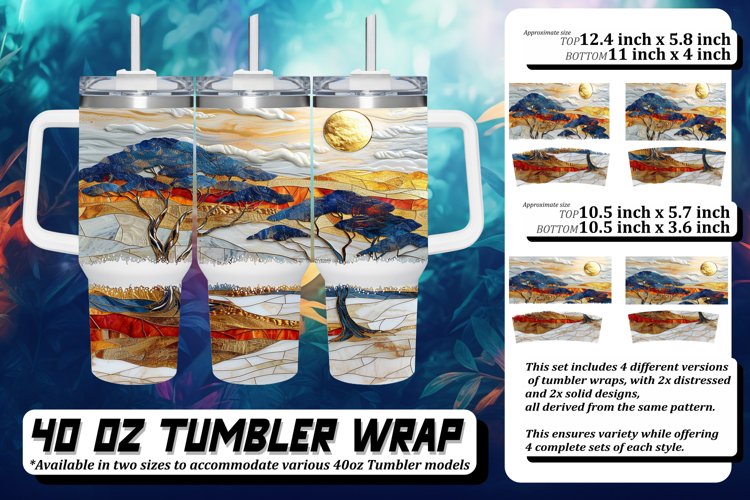 Golden Landscape Tumbler Wrap: Glitter Sublimation,Spring