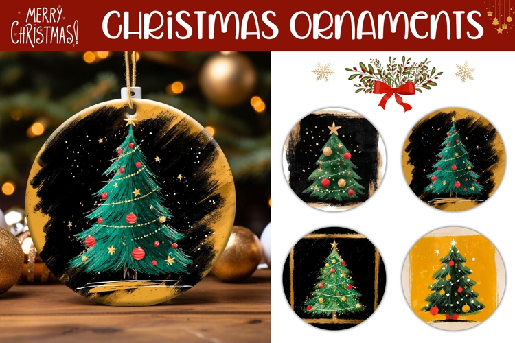 Black Christmas Round Ornaments, Christmas Tree Ornaments