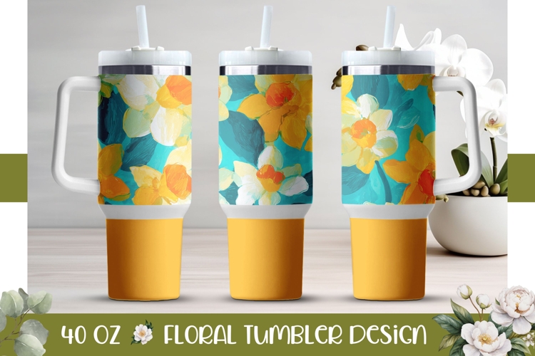 Narcissus Tumbler Wrap Design, Flowers 40 Oz Tumbler PNG