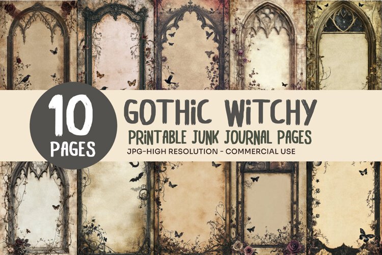 Gothic Witchy Junk Journal Pages example image 1