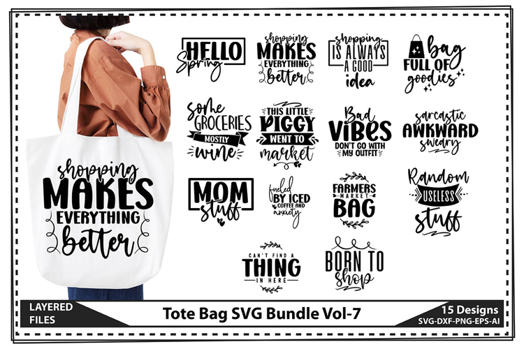 Tote Bag SVG Bundle, Shopping Bag Svg, Mom Bag Svg