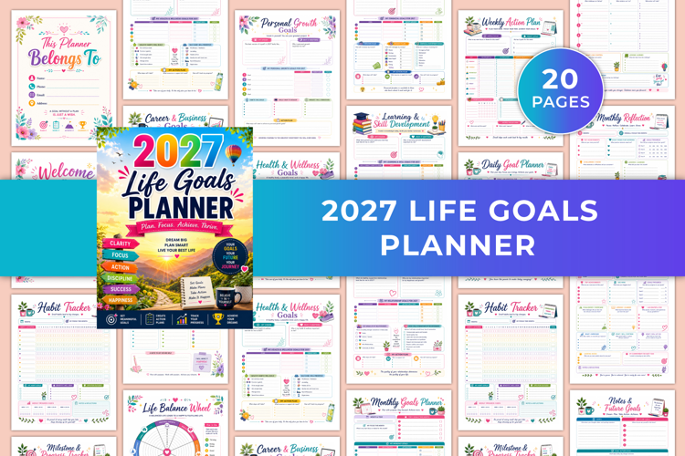 2027 Life Goals Planner | Goal Setting, Wellness, Finance