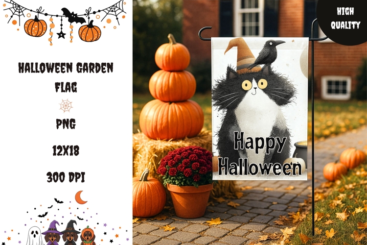 Kids Halloween Garden Flag Design, Halloween Welcome Flag
