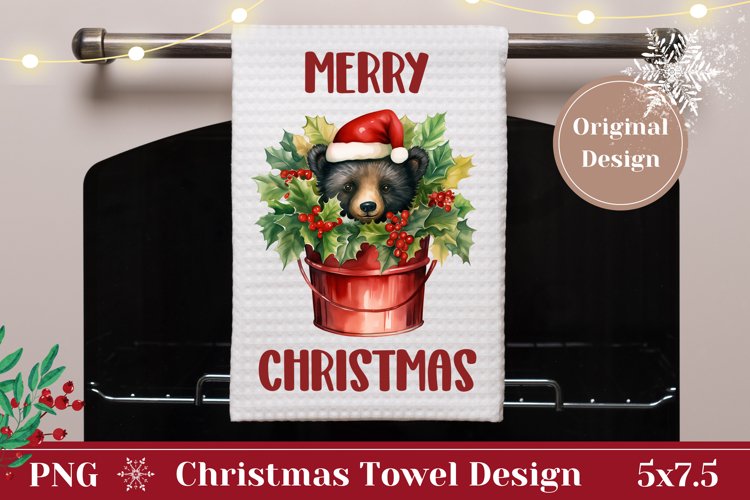 Kitchen Dish Towel, Christmas Bear Kitchen Towel Design