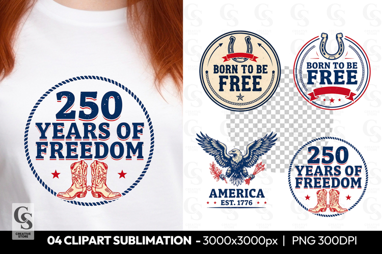 250 Years Of Freedom Boots Clipart Sublimation PNG