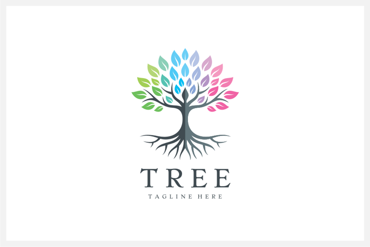Colorful Leaves Tree Logo Design Vector Illustration