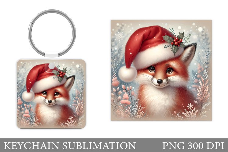 Christmas Fox Keychain. Winter Fox Keychain Design example image 1