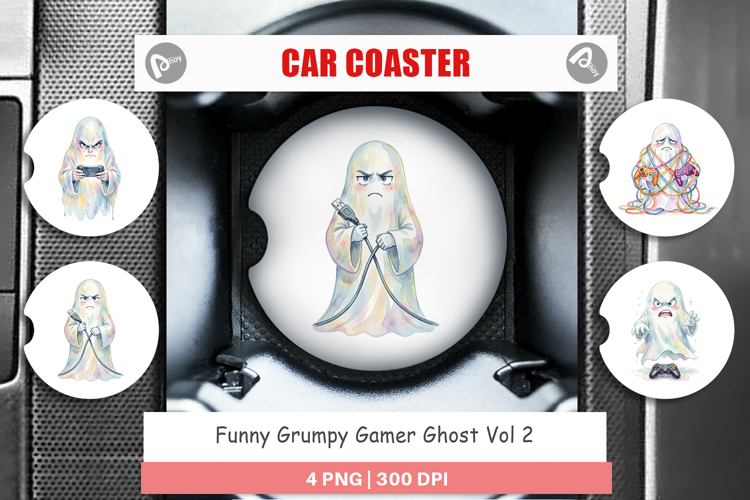 Funny Grumpy Gamer Ghost Car Coaster