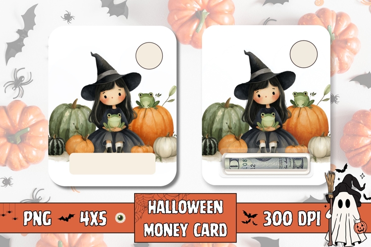 Halloween Witch Gift Card, Halloween Frog Money Card