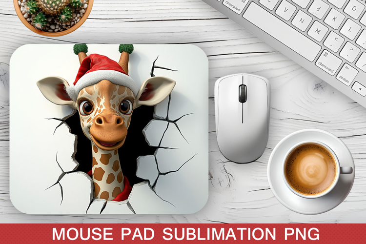 Christmas Giraffe Mouse Pad Sublimation -Christmas Mouse Pad