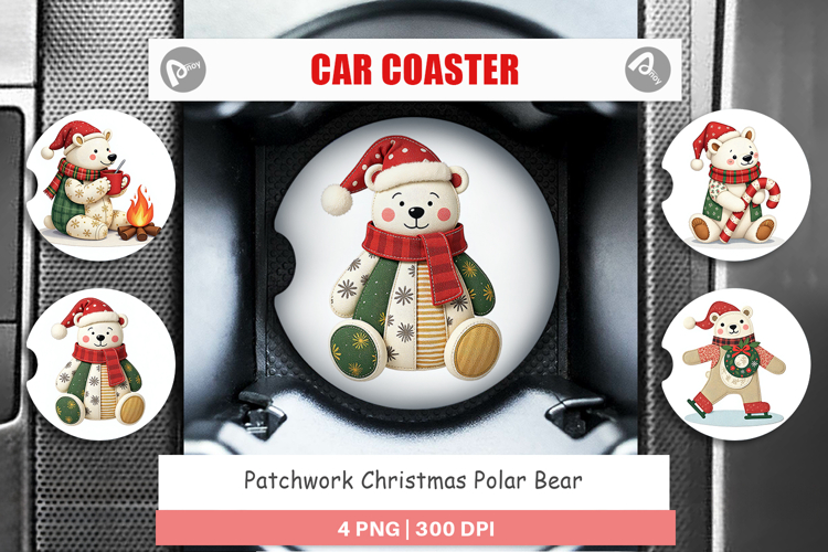Car Coaster Patchwork Polar Bear