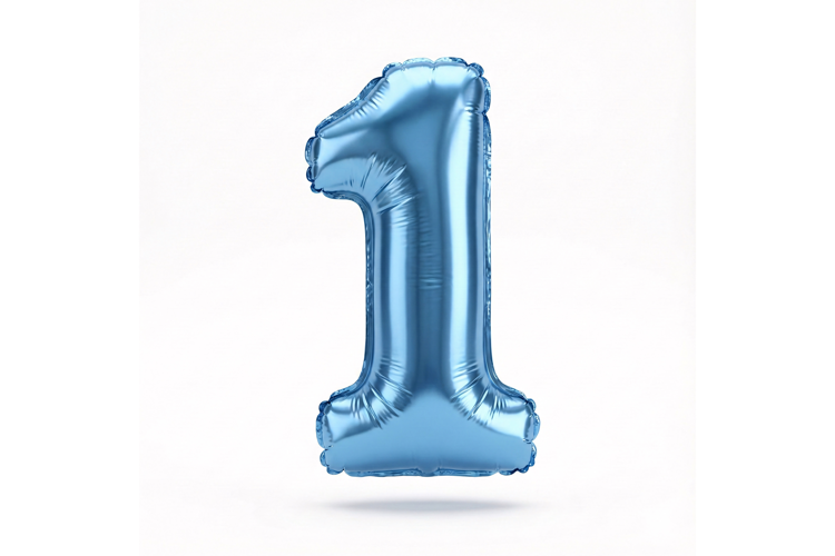 Blue Metallic Number 1 Foil Balloon Party Decoration
