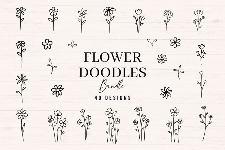 Flower Doodle Bundle - 40 Minimalist Floral SVG Files