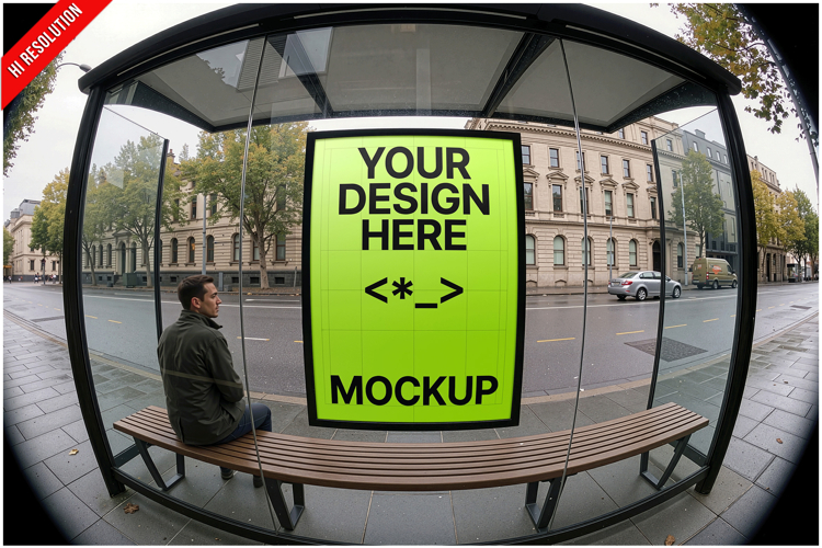 Bus Stop Billboard Fisheye Lens
