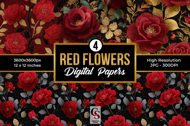 Red Flower Clipart Image 8