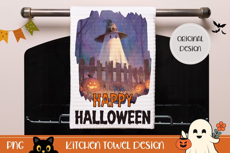 Happy Halloween Towel Design, Spooky Halloween Ghost PNG