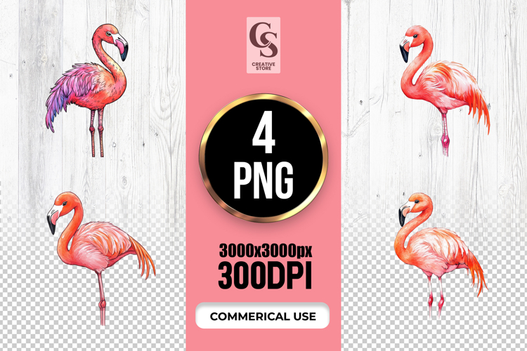 Pink Flamingo Watercolor Clipart PNG
